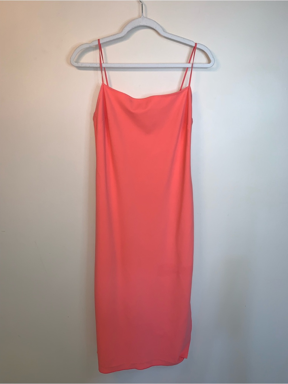 Babaton Coral Slip Midi Dress Spaghetti Straps L